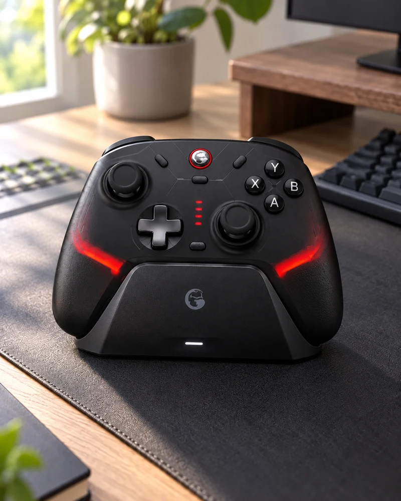 Controle GameSir Cyclone 2 preto com base de carregamento